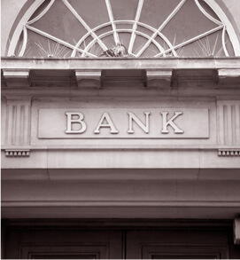 Image of the top of a bank building