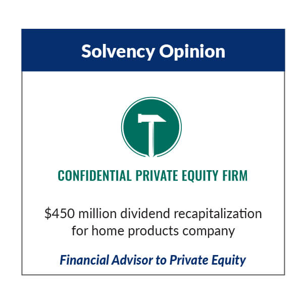Image with Solvency Opinion text and Confidential Private Equity Firm logo