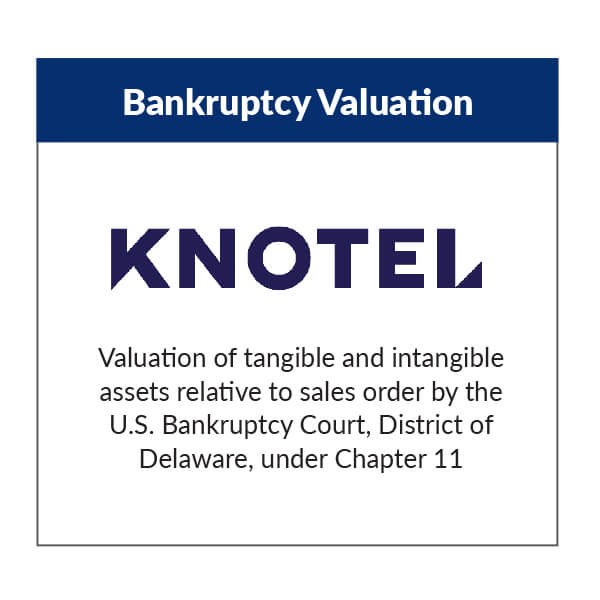 Image of Bankruptcy Valuation text and Knotel logo